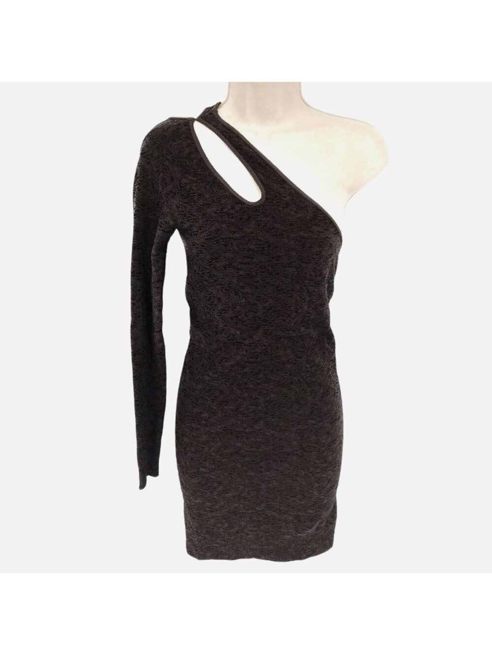 BCBGGeneration One-Shoulder Bodycon Dress Licorice XS/S 91% Nylon 9% Spandex